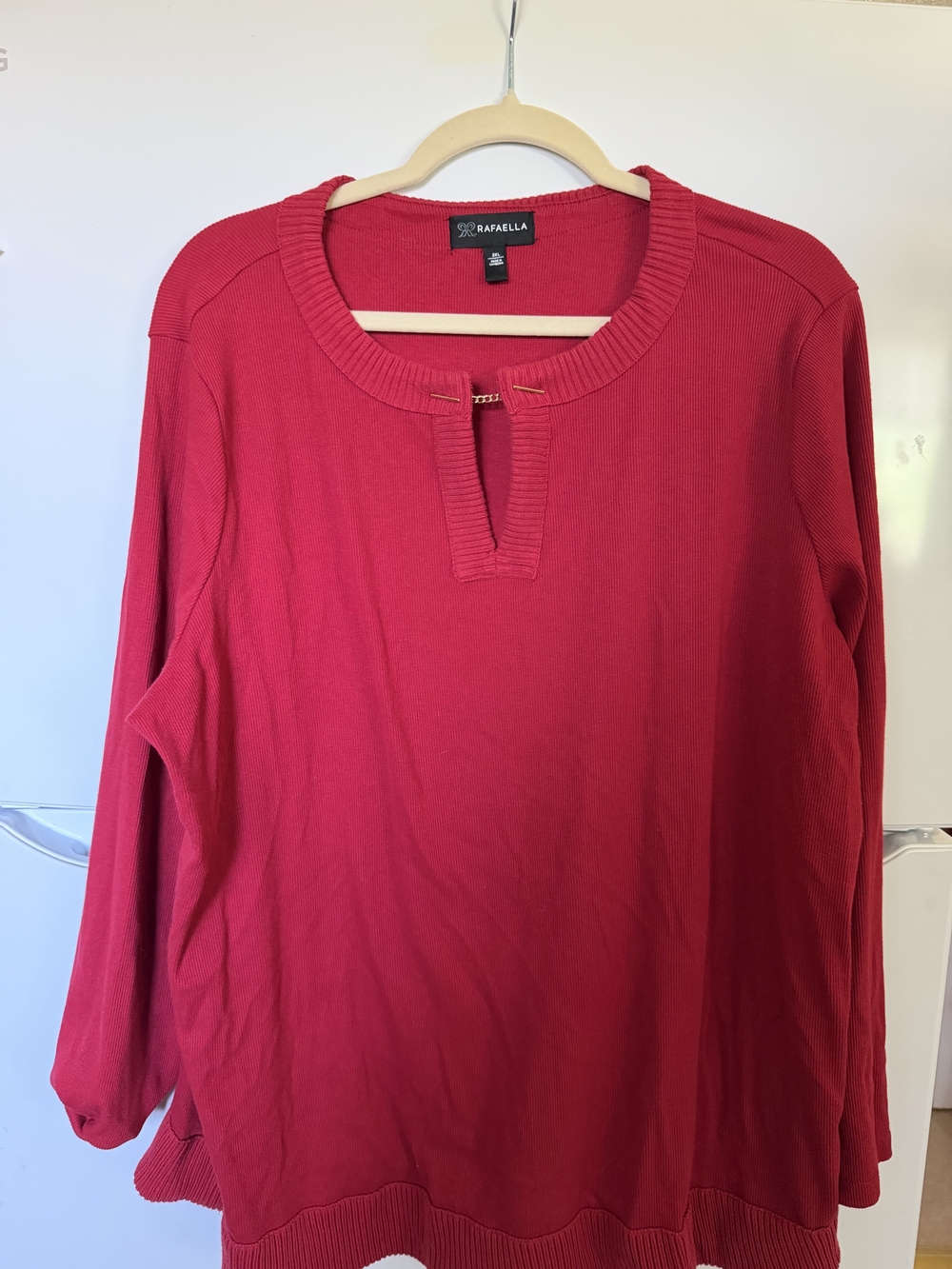 Rafaella Red Long Sleeve Knit Top